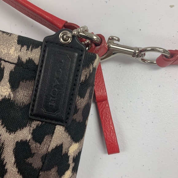 *SOLD* Coach Leopard Print & Red Hobo Bag, Trimmed w/ Leather, Red Tan & Black - Picture 7 of 13